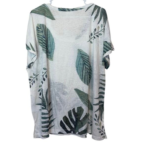 NWT Simple Suzanne Betro Tropical Leaf Print V-Neck T-Shirt Size 4X Vacation - Picture 2 of 5